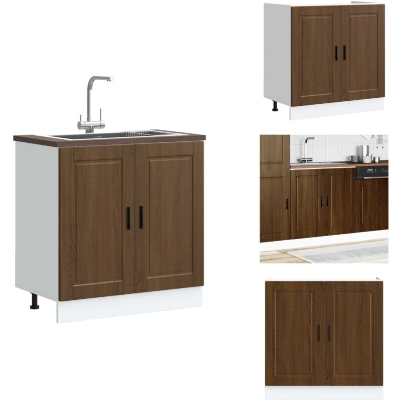 Meuble bas pour évier Porto chêne marron bois ingénierie - Meuble Bas D'évier - Meubles Bas D'évier - Meuble Bas De Cuisine - Meuble Bas De Cuisine
