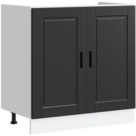 Meuble bas pour évier Porto noir 80x46x81,5 cm bois ingénierie CFW92792