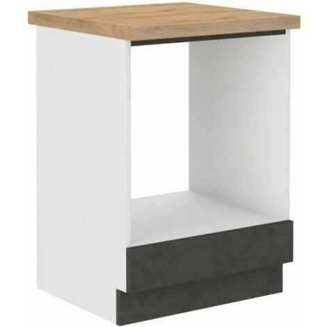 LES TENDANCES Meuble bas pour four encastrable avec plan de travail - Gris mat - L 60 x P 51,6 x H 85 cm - LASSEN