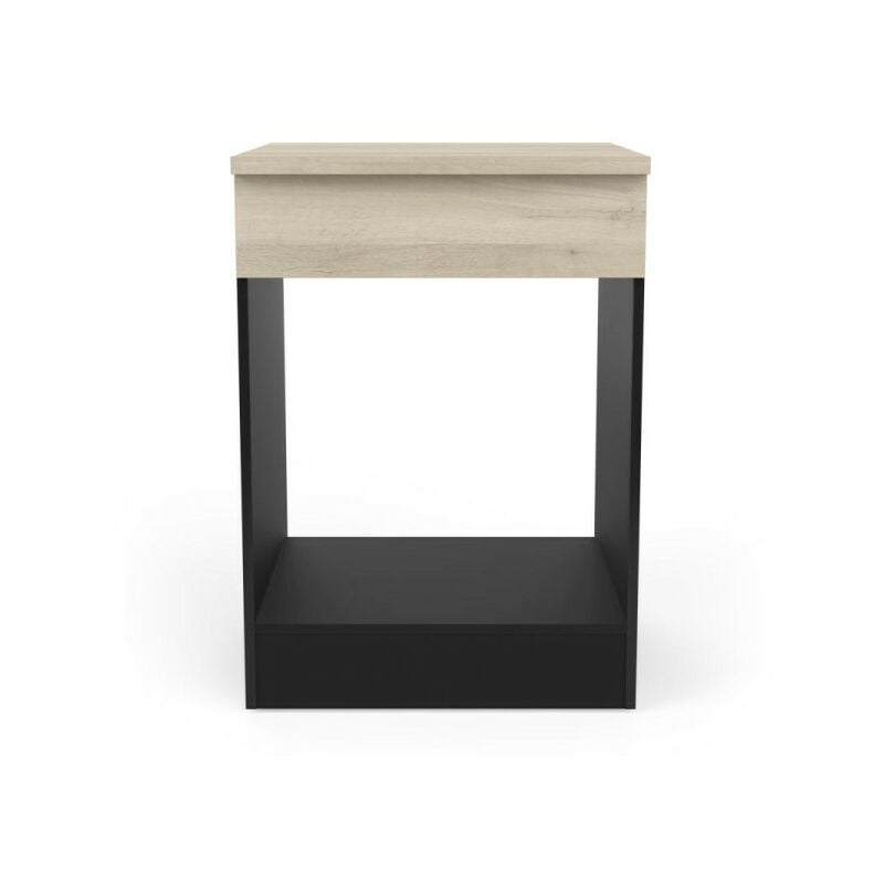 Meuble bas pour four Noir/Chêne - abinci - l 60 x l 60 x h 85 cm