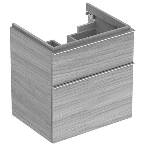 Meuble bas pour lavabo Geberit iCon,avec deux tiroirs: Largeur 59.5cm, Hauteur 62cm, Profondeur 47.7cm, Chêne naturel / Mélamine structuré bois