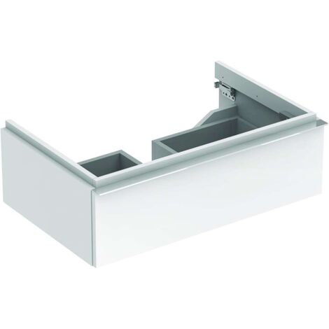 Meuble bas pour lavabo Geberit iCon,avec un tiroir: Largeur 74cm, Hauteur 24cm, Profondeur 47.7cm, Blanc / Laqué ultra-brillant