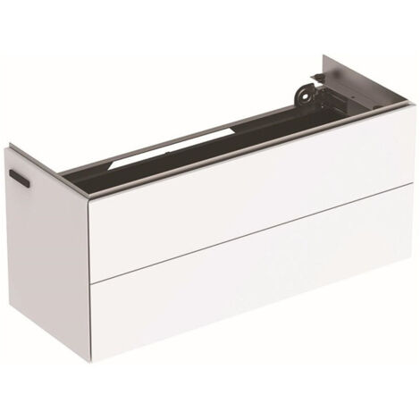 Meuble bas pour lavabo Geberit ONE,avec deux tiroirs, compact: Largeur 104.5cm, Hauteur 46.5cm, Profondeur 39.5cm, Blanc / Laqué ultra-brillant