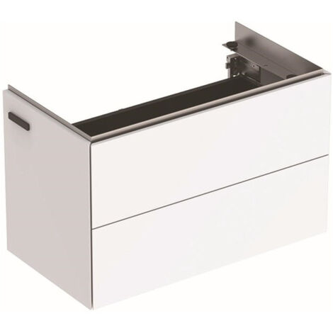 Meuble bas pour lavabo Geberit ONE,avec deux tiroirs, compact: Largeur 74.5cm, Hauteur 46.5cm, Profondeur 39.5cm, Blanc / Laqué ultra-brillant