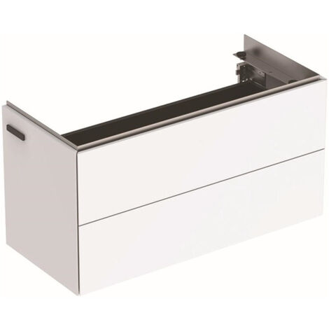 Meuble bas pour lavabo Geberit ONE,avec deux tiroirs, compact: Largeur 89.5cm, Hauteur 46.5cm, Profondeur 39.5cm, Blanc / Laqué ultra-brillant