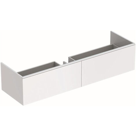 Meuble bas pour lavabo Geberit Xeno² en matériau minéral,avec deux tiroirs: Largeur 139.5cm, Hauteur 35cm, Profondeur 47.3cm, Blanc / Laqué mat