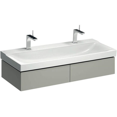 Meuble bas pour lavabo Geberit Xeno²,avec deux tiroirs: Largeur 117.4cm, Hauteur 22cm, Profondeur 46.2cm, Greige / Laqué mat