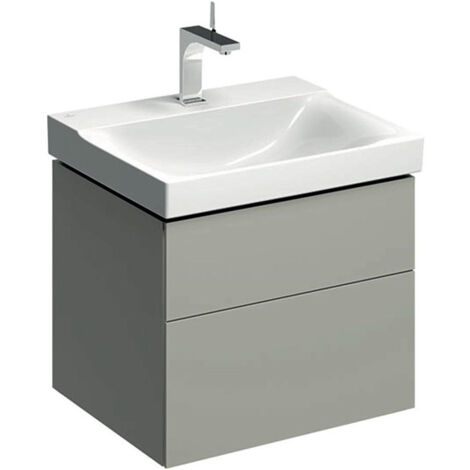 Meuble bas pour lavabo Geberit Xeno²,avec deux tiroirs: Largeur 58cm, Hauteur 53cm, Profondeur 46.2cm, Greige / Laqué mat