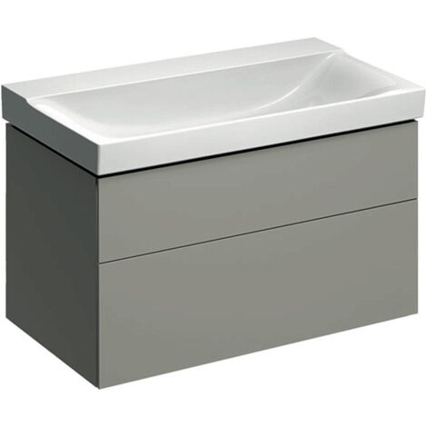 Meuble bas pour lavabo Geberit Xeno²,avec deux tiroirs: Largeur 88cm, Hauteur 53cm, Profondeur 46.2cm, Greige / Laqué mat