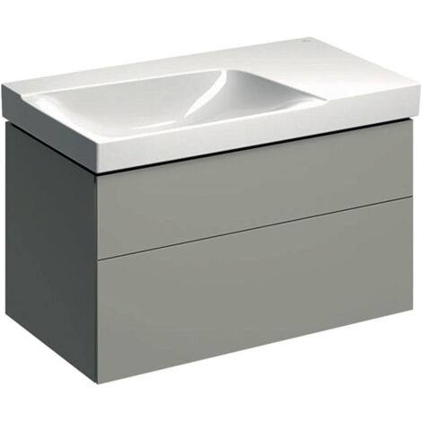 Meuble bas pour lavabo Geberit Xeno²avec plage de dépose,avec deux tiroirs: Largeur 88cm, Hauteur 53cm, Profondeur 46.2cm, Greige / Laqué mat, Largeur de lavabo:90cm
