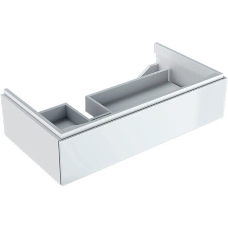 Meuble bas pour lavabo Geberit Xeno²avec plage de dépose,avec un tiroir: Largeur 88cm, Hauteur 22cm, Profondeur 46.2cm, Blanc / Laqué ultra-brillant, Largeur de lavabo:90cm