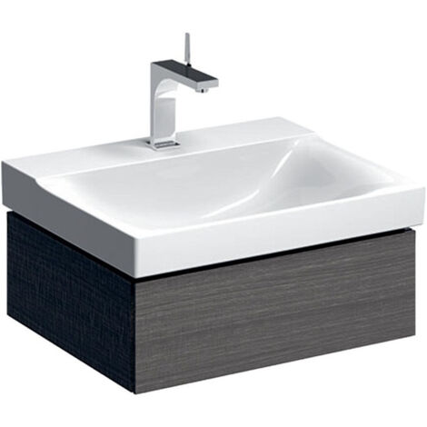 Meuble bas pour lavabo Geberit Xeno²,avec un tiroir: Largeur 58cm, Hauteur 22cm, Profondeur 46.2cm, Gris scultura / Mélamine structuré bois