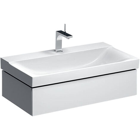 Meuble bas pour lavabo Geberit Xeno²,avec un tiroir: Largeur 88cm, Hauteur 22cm, Profondeur 46.2cm, Blanc / Laqué ultra-brillant