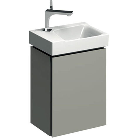 Meuble bas pour lave-mains Geberit Xeno²,avec une porte: Largeur 38cm, Hauteur 52.5cm, Profondeur 26.5cm, Greige / Laqué mat