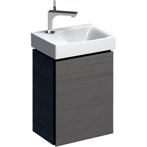 Meuble bas pour lave-mains Geberit Xeno²,avec une porte: Largeur 38cm, Hauteur 52.5cm, Profondeur 26.5cm, Gris scultura / Mélamine structuré bois
