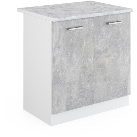 Meuble bas pour l'évier R-Line, Béton, 80cm avec portes, avec PT, Vicco