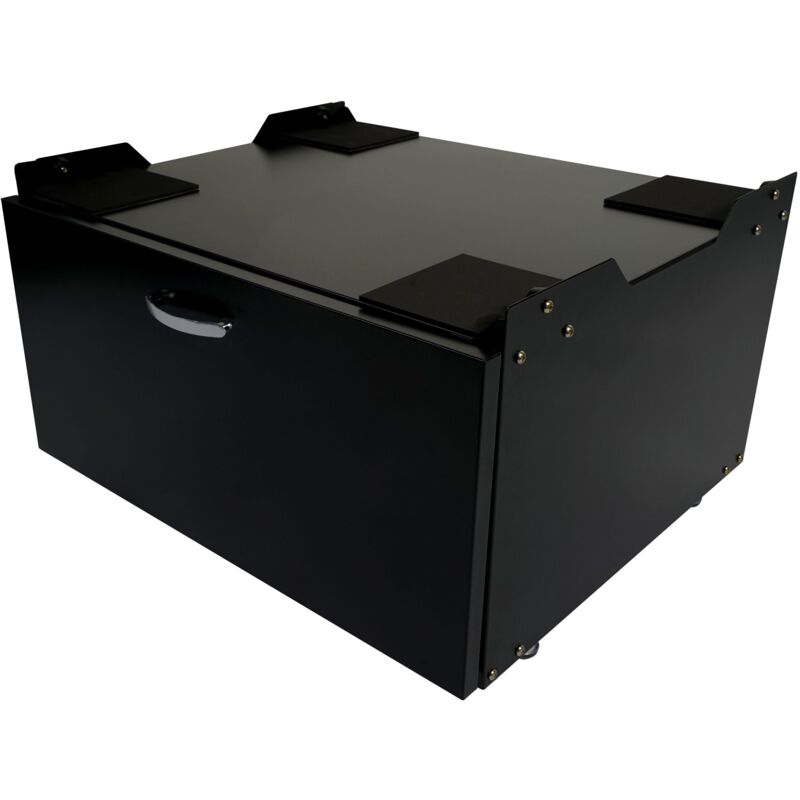 Décoshop26 - Meuble bas pour machine à laver avec tiroir 33 x 61 x 52 cm mdf et acier noir 040007835