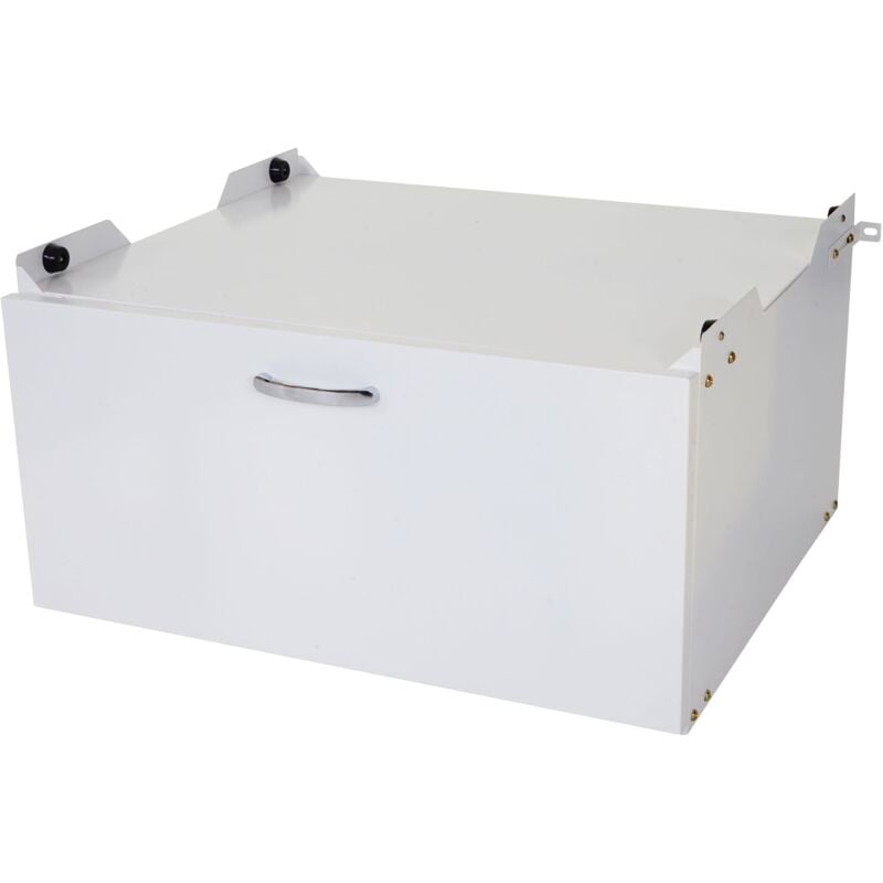 Meuble bas pour machine à laver avec tiroir 33 x 61 x 62 cm mdf et acier blanc 040007837