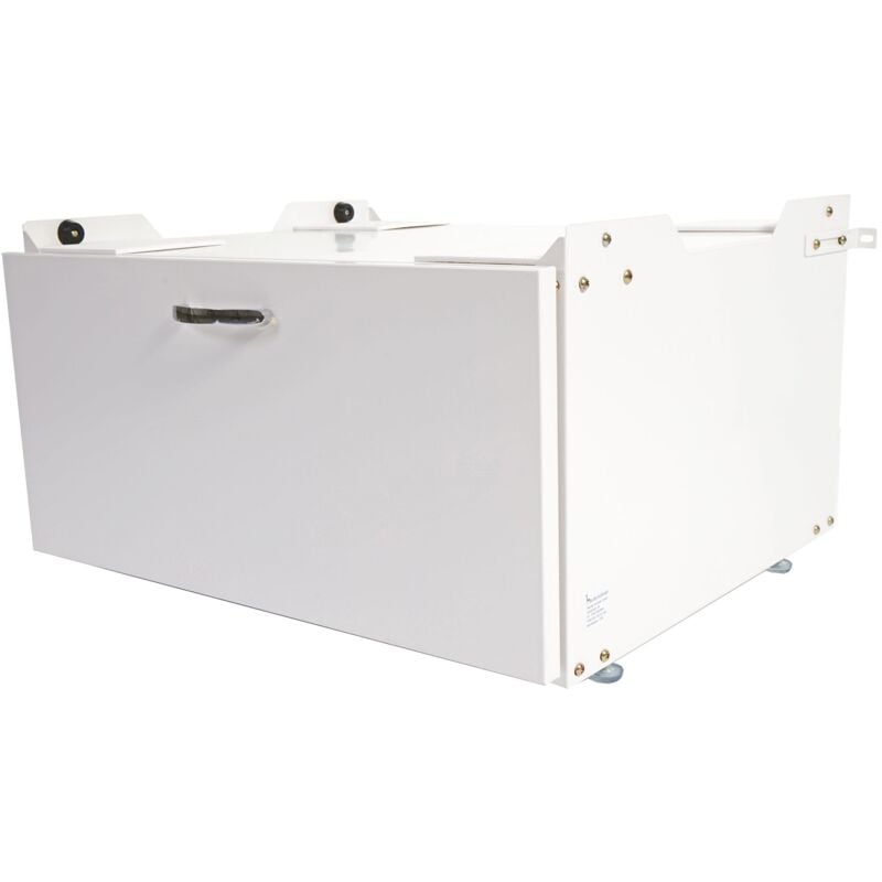 Meuble bas pour machine à laver avec tiroir avec tiroir 33 x 61 x 52 cm mdf et acier blanc 040007833