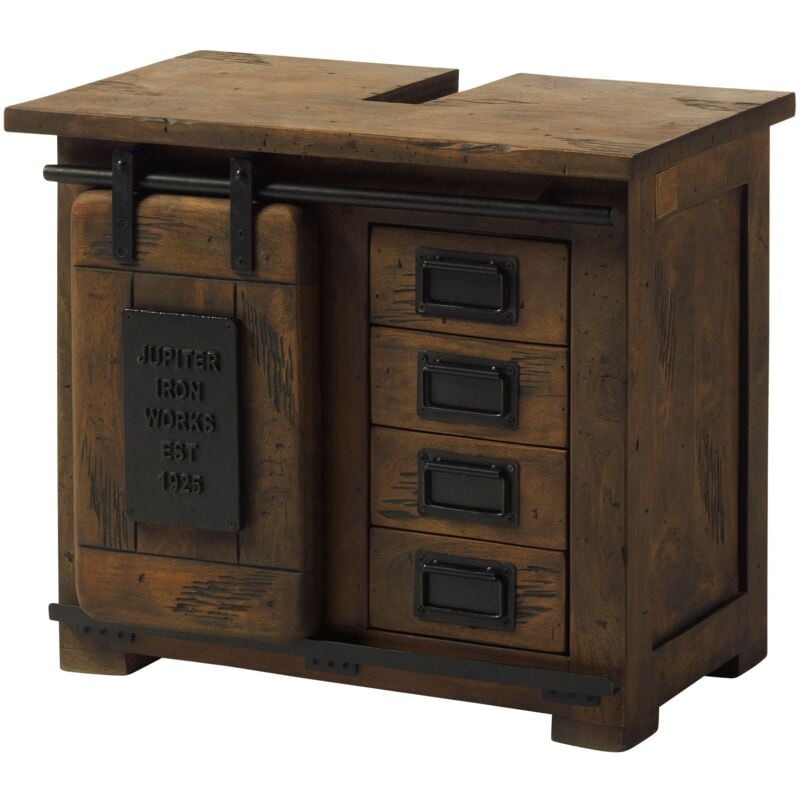 Massivmoebel24 - Armoire basse en bois de manguier huilé railway 482