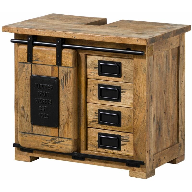 Massivmoebel24 - Meuble de salle de bain 70x40 Manguier laqué Bois naturel railway 182