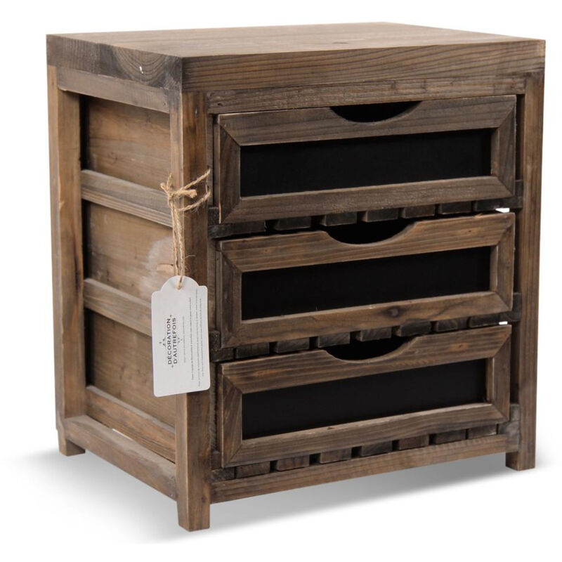 Meuble bas rangement 3 tiroirs - Bois - Marron - Décoration d'Autrefois