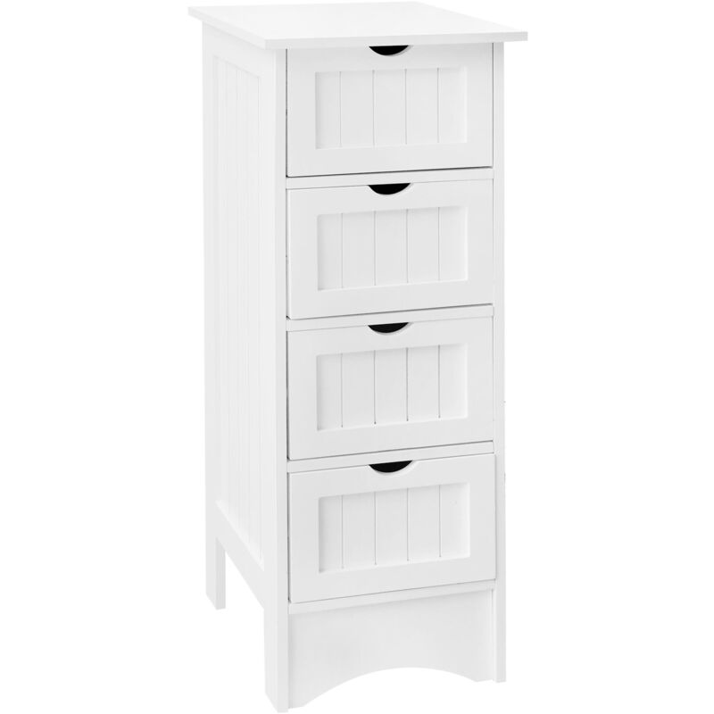 Ml-design - Meuble de Salle de Bain sur Pied, Blanc, 30x81x30cm, en Bois mdf Mélaminée, avec 4 Tiroirs, Style Campagnard, Armoire Étroite, Table de