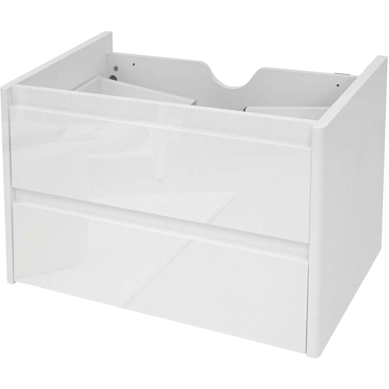 Meuble bas sous évier 2 tiroirs système Soft-Close mdf blanc brillant 50x60cm 040001255