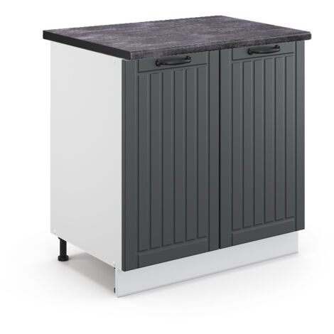 Meuble bas sous-évier Fame-Line, Anthracite campagne, 80 cm avec étagère, PT Anthracite, Vicco