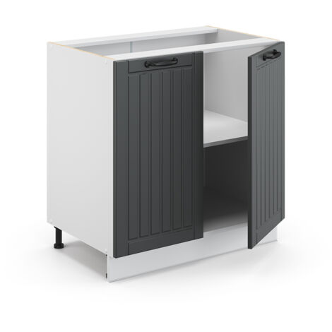 Meuble bas sous-évier Fame-Line, Anthracite campagne, 80 cm avec étagère, PT Chêne, Vicco