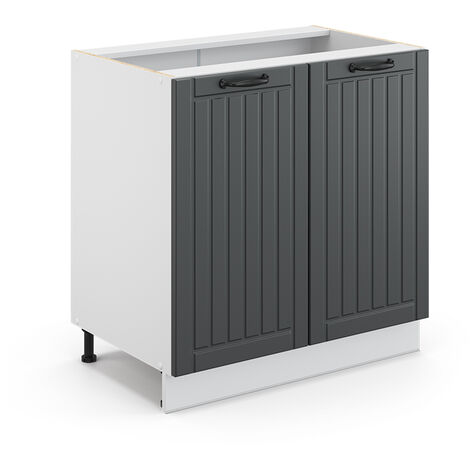 Meuble bas sous-évier Fame-Line, Anthracite campagne, 80 cm avec étagère, sans plan de travail, Vicco