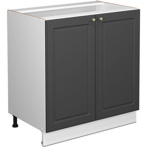 Meuble bas sous-évier Fame-Line, Anthracite-or, 80 cm avec étagère, sans plan de travail, Vicco