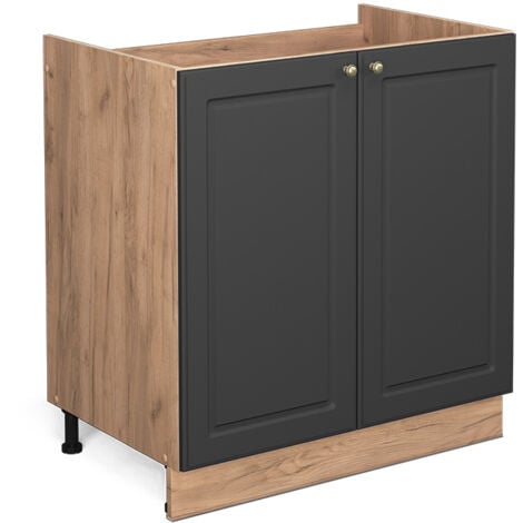 Meuble bas sous-évier Fame-Line, Anthracite-or, 80 cm sans plan de travail, Vicco