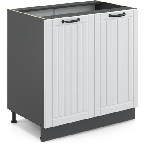 Meuble bas sous-évier Fame-Line, Blanc campagne, 80 cm avec étagère, sans plan de travail, Vicco