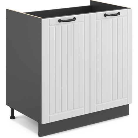 Meuble bas sous-évier Fame-Line, Blanc campagne, 80 cm sans plan de travail, Vicco