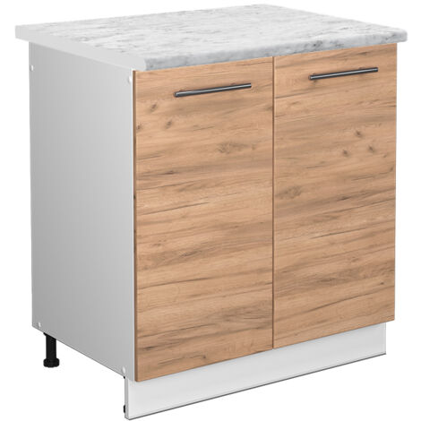 Meuble bas sous-évier Fame-Line, Chêne de force doré, 80 cm , PT Marbre, Vicco