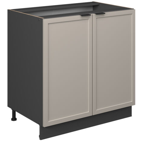 Meuble bas sous-évier Fame-Line, GrisBeige, 80 cm avec étagère, sans plan de travail, Vicco