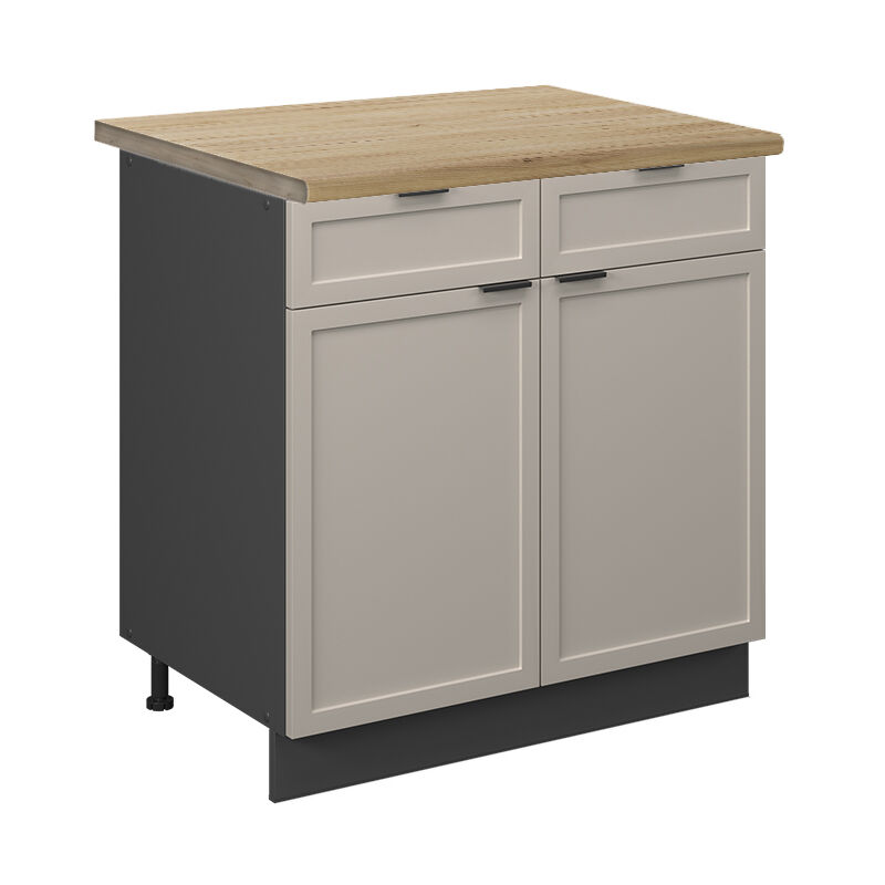 Vicco - Meuble cuisine Fame-Line, GrisBeige, 80 cm, pt Chêne