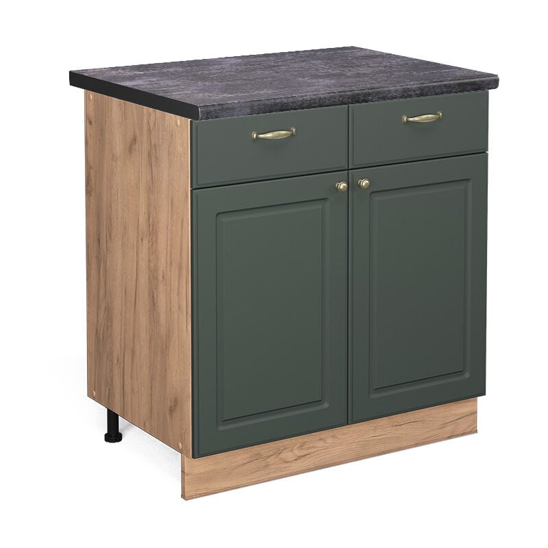 Vicco - Meuble cuisine Fame-Line, Vert Or Campagne, 80 cm, pt Anthracite