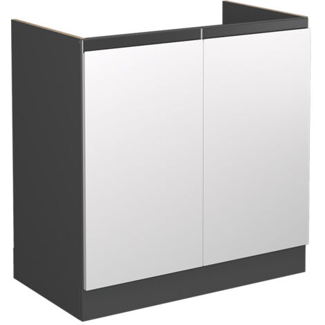 Meuble bas sous-évier R-Line, Blanc, 80 cm J-Shape, sans plan de travail, Vicco