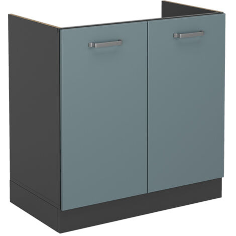 Meuble bas sous-évier R-Line, Bleu-gris, 80 cm sans plan de travail, Vicco