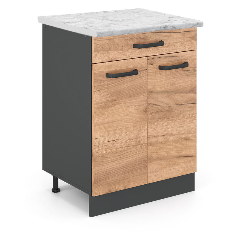 Meuble cuisine R-Line, Chêne de force doré, 60 cm pt Marbre Vicco