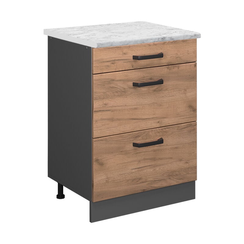 Meuble cuisine R-Line, Chêne de force doré, 60cm pt Marbre Vicco