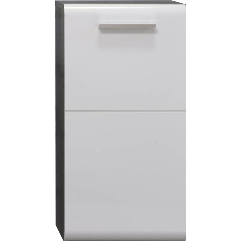 Riva B armoire de salle de bain suspension murale, 1 porte, blanc brillant, gris.
