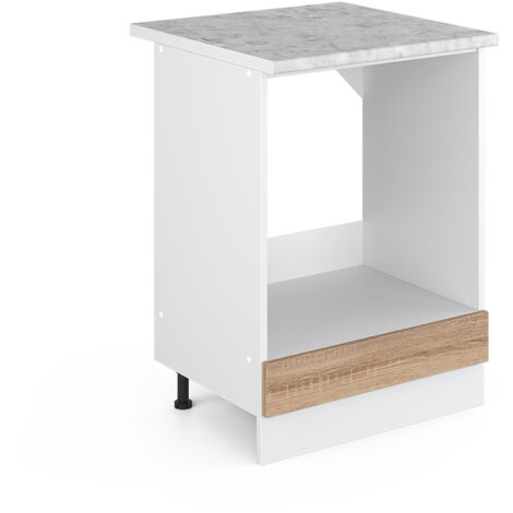 Meuble bas universel R-Line, Sonoma, 60 cm avec grande niche, avec plan de travail, Vicco