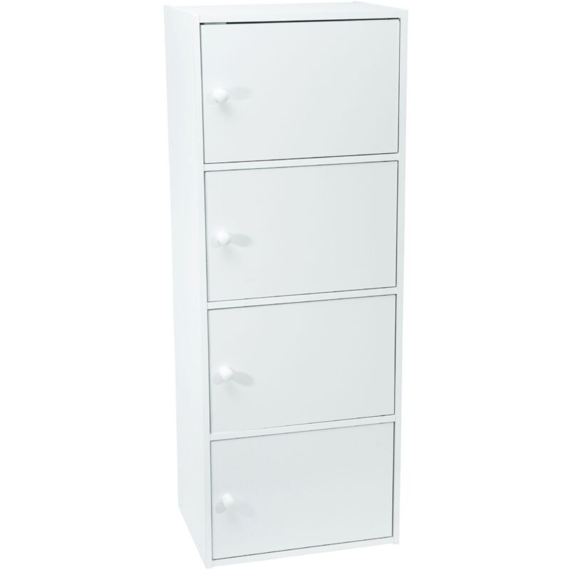 Werka Pro - Meuble blanc à portes 4 portes (106 x 40 x 29 cm)