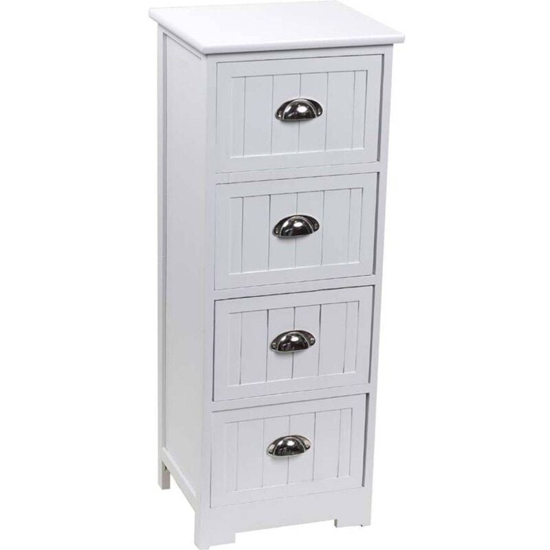 Meuble mdf paulownia 4 tiroirs avec poignee - blanc Tendance