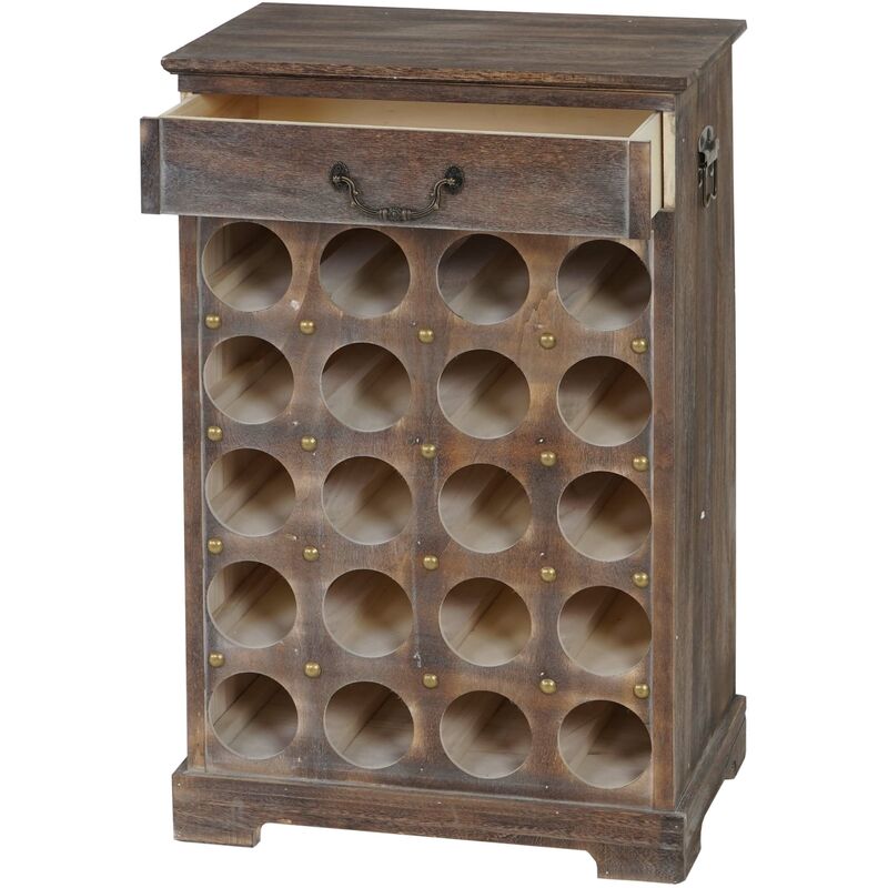 Meuble casier compartiment rangement pour 20 bouteilles 76x48x31cm style vintage marron 040001764