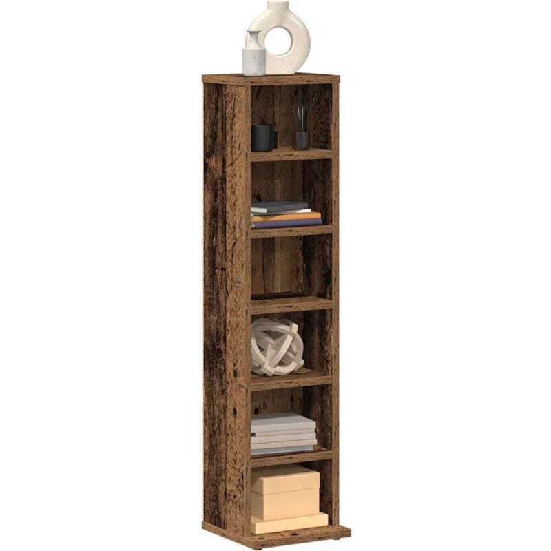Armoire à cd vieux bois 21x20x88 cm bois d'ingénierie Vidaxl