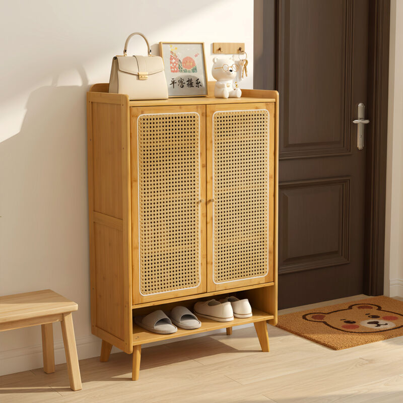 Meuble Chaussure d’Entrée en Bambou, Rangement Chaussure avec 5 Étagères Armoire，cmcomptoir spacieux - 69 × 35 × 115 cm - Nature